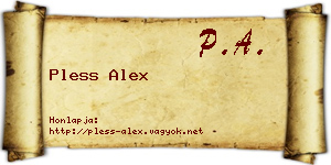Pless Alex névjegykártya